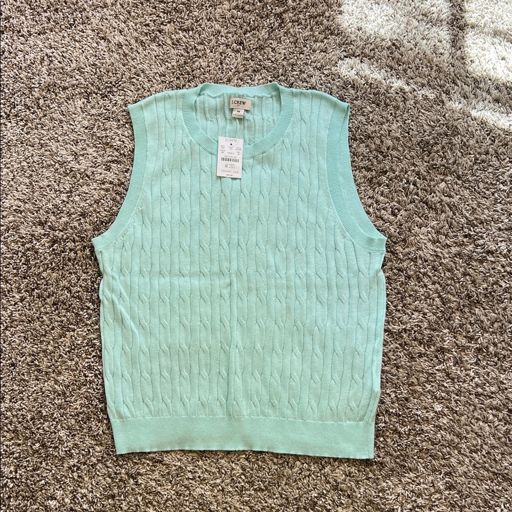 J. Crew Factory Mint Sleeveless Cable Knit Sweater